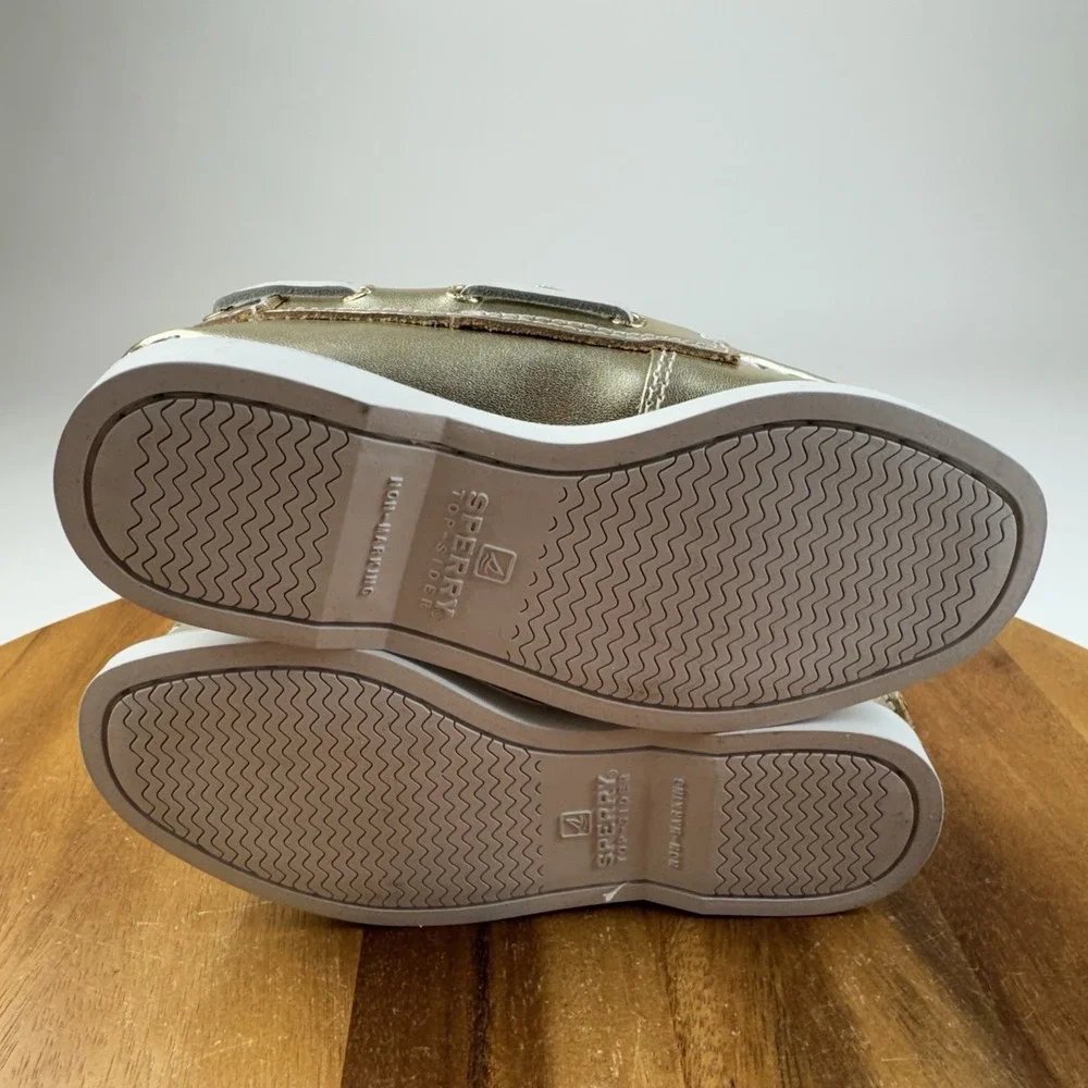 Little Kids Sperry Top-Sider Authentic Original Gold Metallic Boat Shoes SZ 11 C